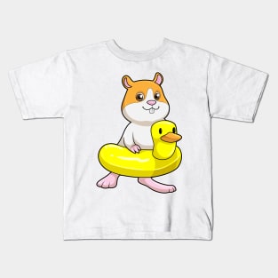 Hamster at Beach with Duck as Swim ring Kids T-Shirt